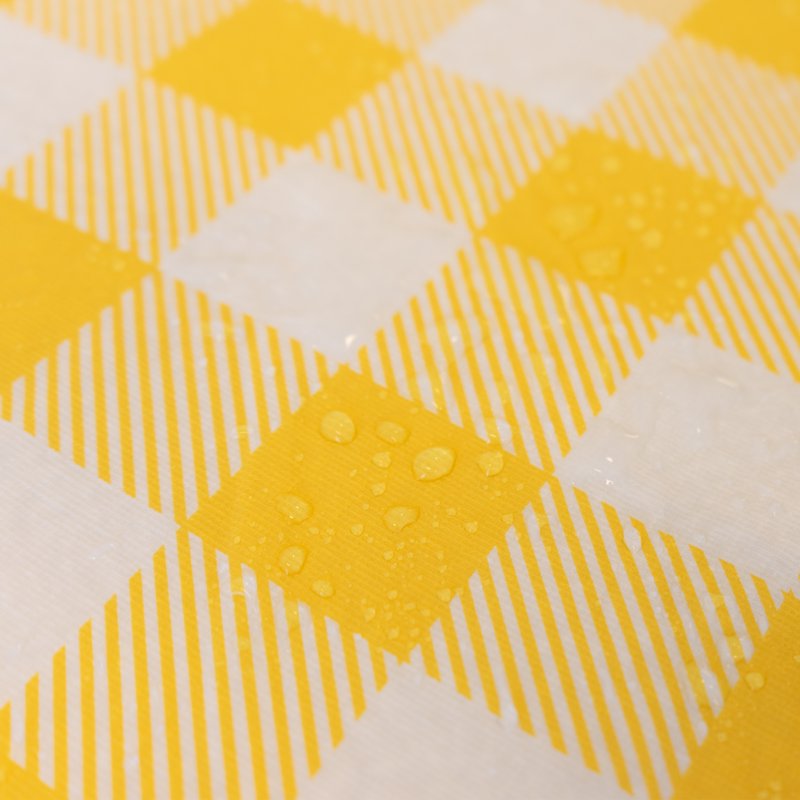Elastic Fitted Table Cover - Waterproof Vinyl, 6 ft, Gingham Yellow, 8 Pack