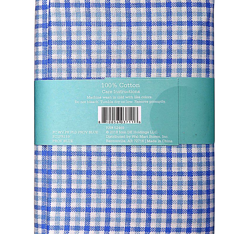 Precut Cotton Fabric Plaid Provence Blue for Quilting & Sewing - 1 Yard - Single Variation