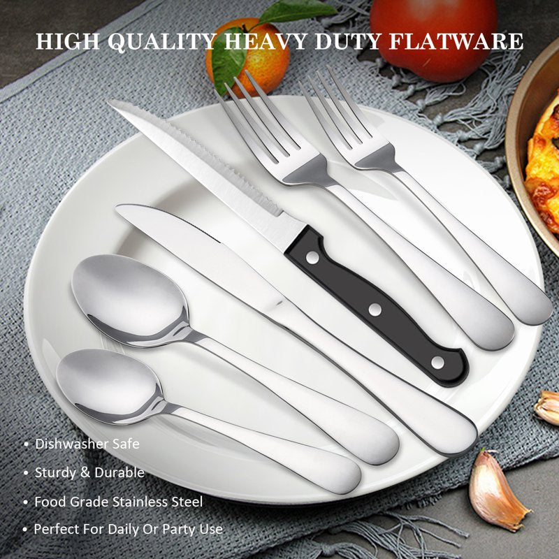 48-Piece Stainless Steel Flatware Set for 8 with Steak Knives - Silver