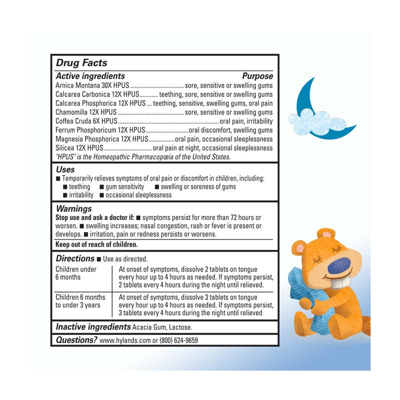 Nighttime Baby Teething Pain Relief Tablets - 125 Quick-Dissolve Tablets