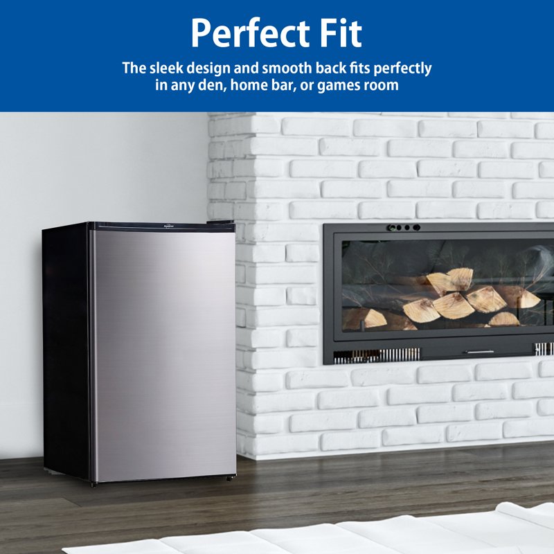 4.4 Cu. Ft. Stainless Steel Compact Mini Fridge with Freezer Compartment