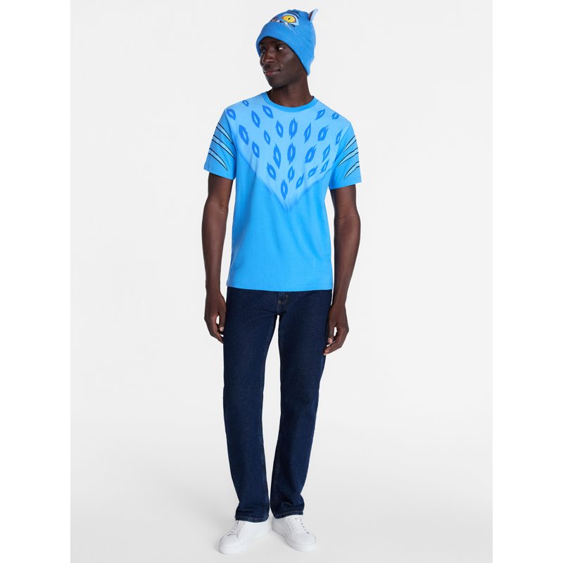 Blue K Pop Demon Hunters Derpy Men’s Cosplay Graphic Tee & Beanie Set XL