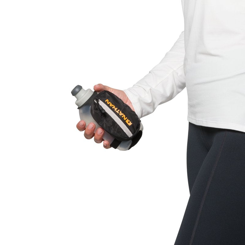 12oz Handheld Running Bottle Holder - 2 Pack, Black/Marigold