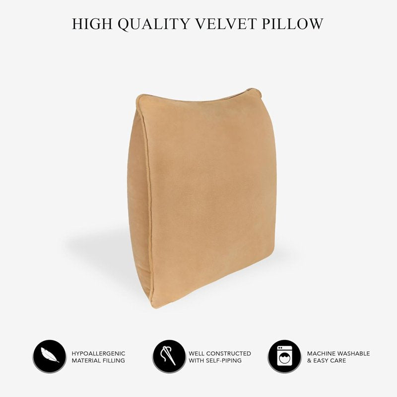 Hypoallergenic Down Alternative Throw Pillow 12x20 Mocha - Velvet Cover