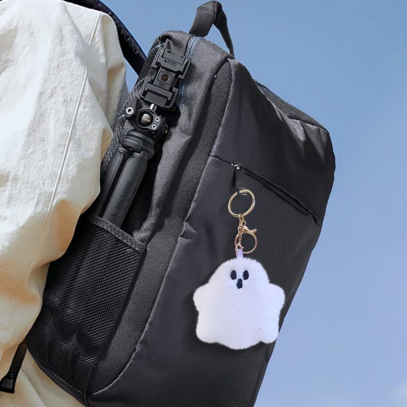 Halloween Ghost Plush Keychain Pendant - White Spooky Ghost Backpack Charm