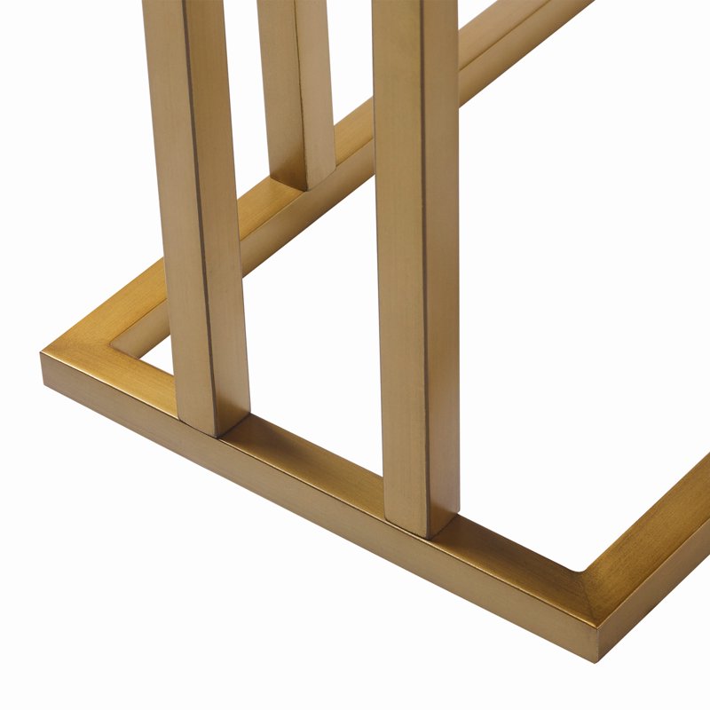 C-Shape Marble-Look Side Table with Brass Legs