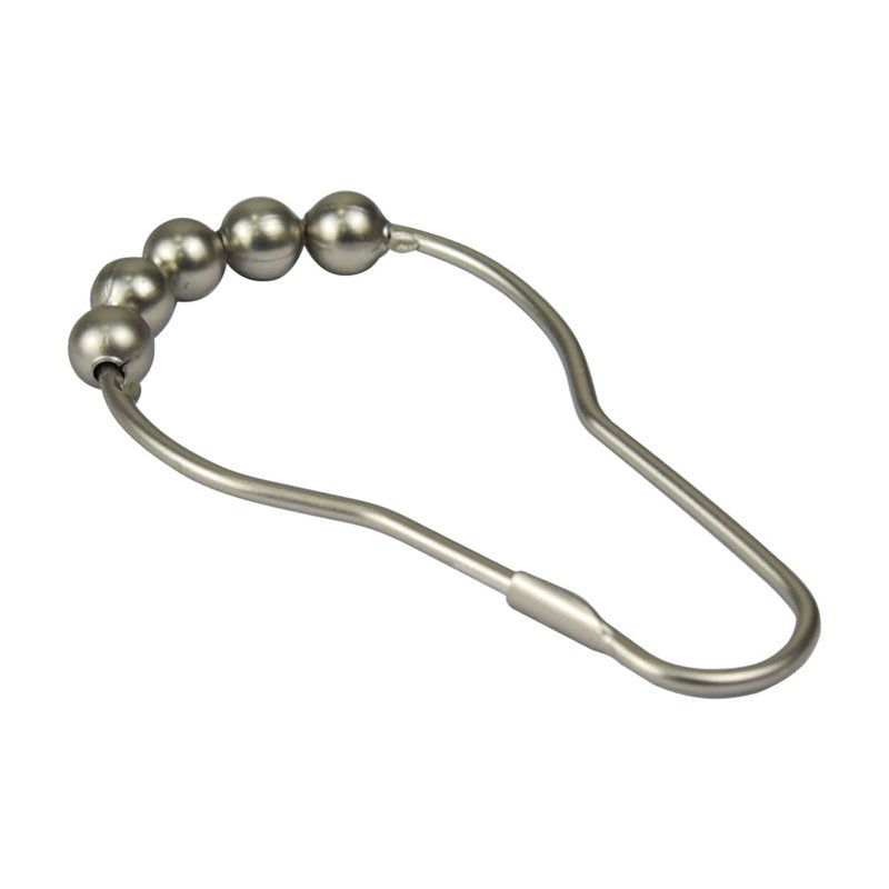 Mainstays Rollerball Shower Curtain Hooks - 12 Pack, Nickel Finish, Single Variation