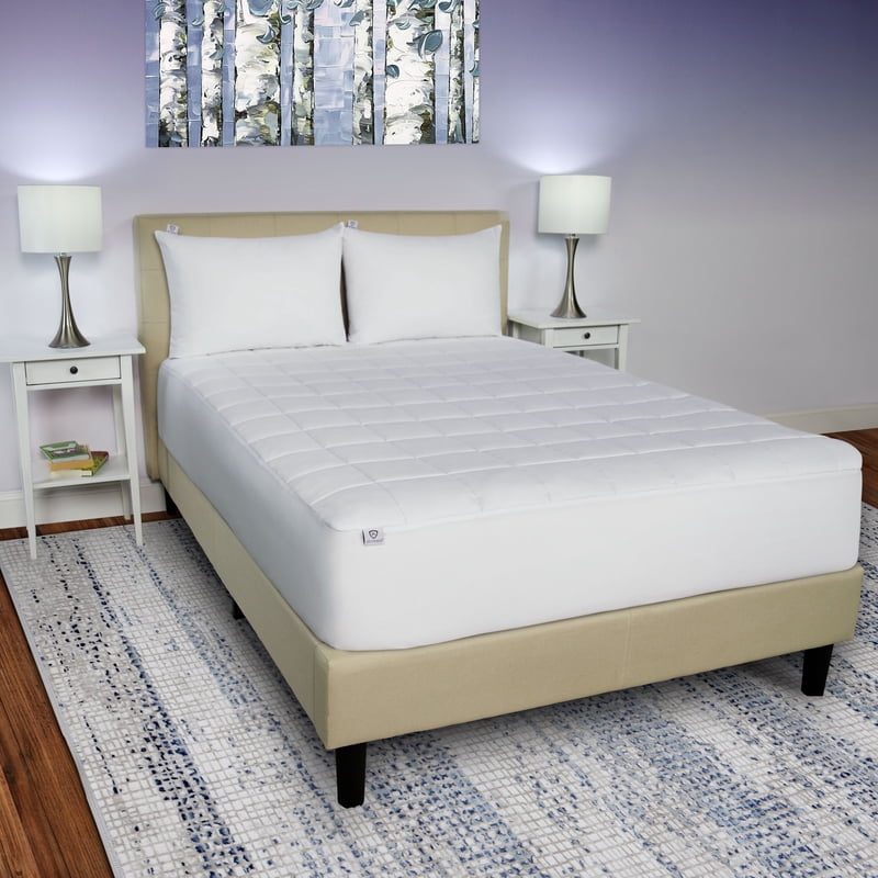 AllerEase Full Allergy Defense Mattress Pad - Waterproof, Antimicrobial, Fitted