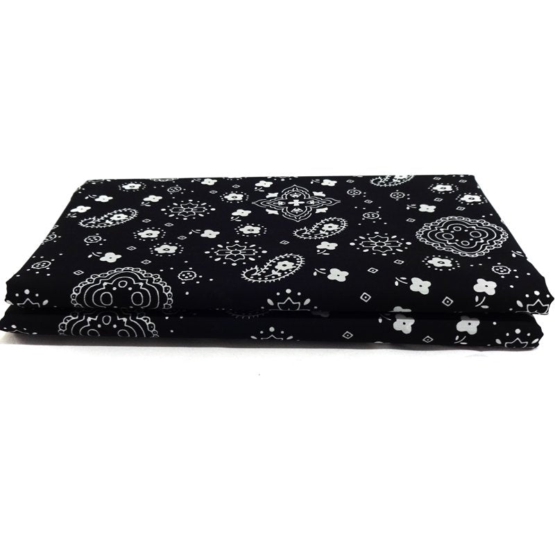 Poly Cotton Fabric Bandana - 3 Yards Black Craft Material for Sewing & Decor