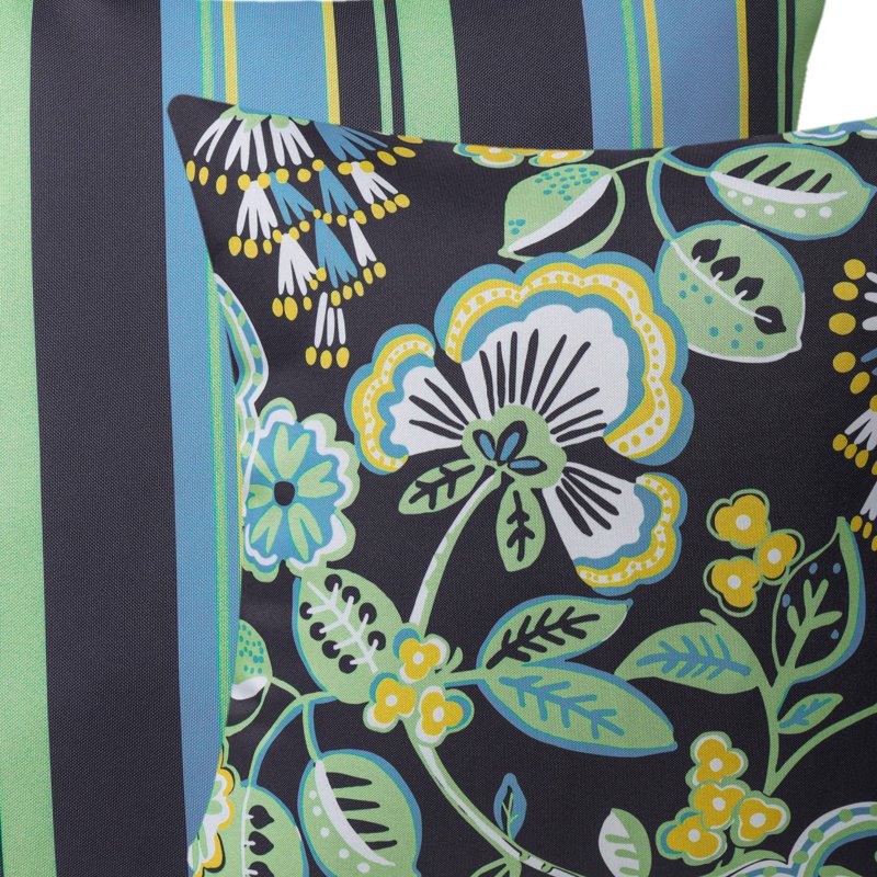 Outdoor Waterproof Floral Throw Pillow Set - Dark Green 12x20 Inch, Pack of 2