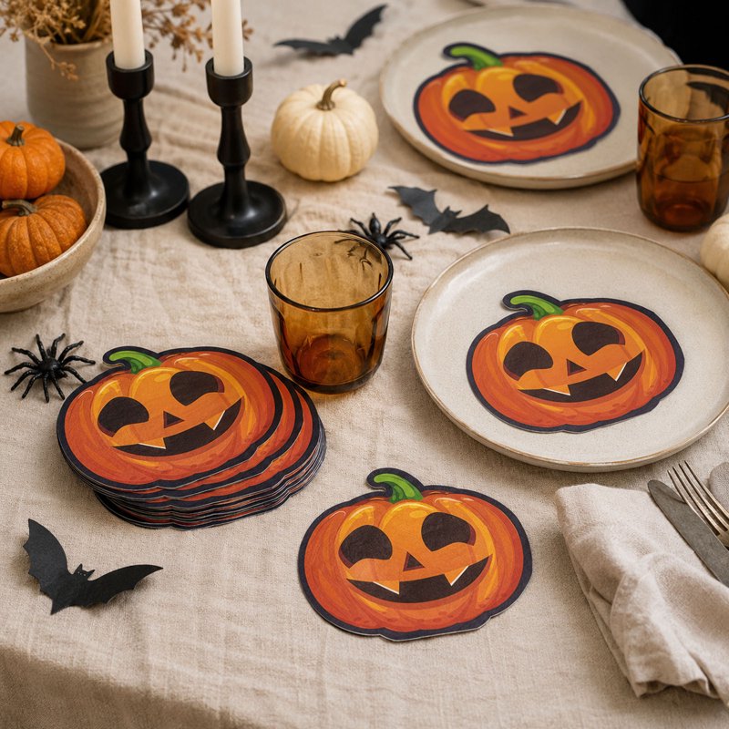 Halloween Pumpkin Disposable Paper Napkins - Orange, 20 Pack, Party Decor