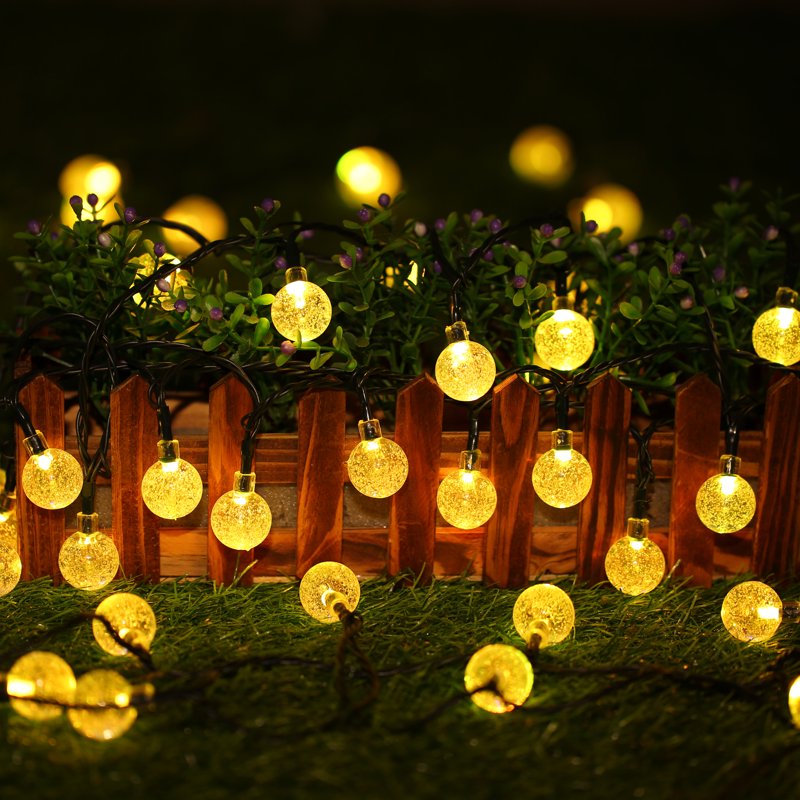 Solar String Lights Outdoor Globe 35.6ft 60 LED Waterproof Warm White with 8 Modes