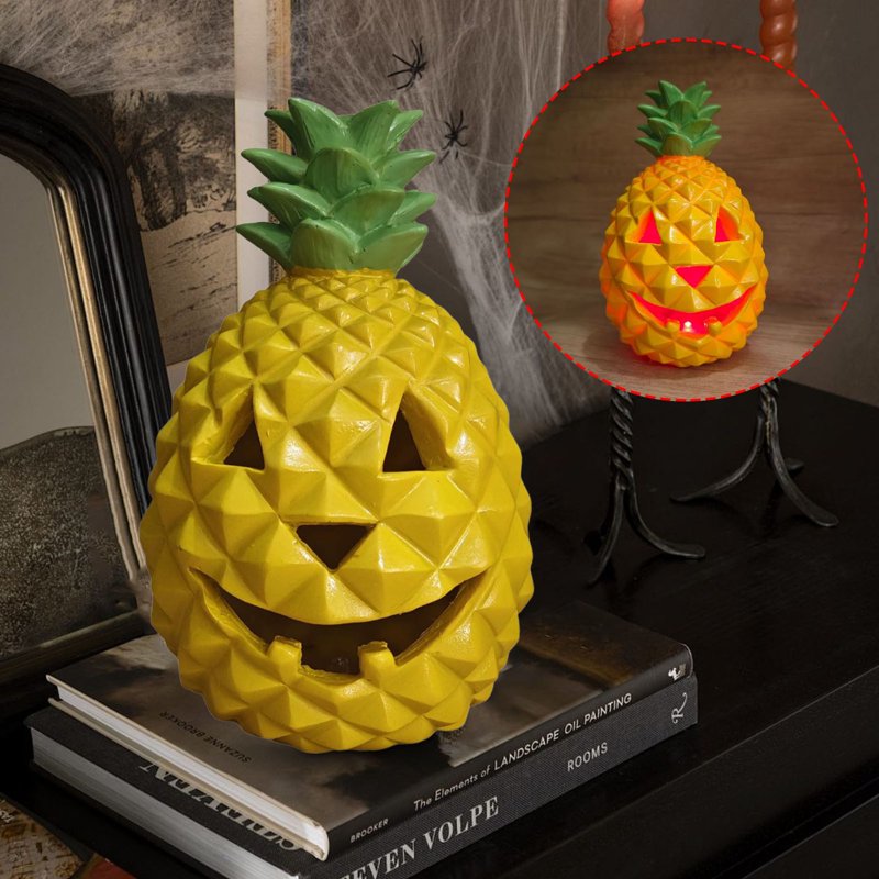 Halloween Pineapple Pumpkin Lantern - Indoor Outdoor Shatterproof Decor - Variation #368A