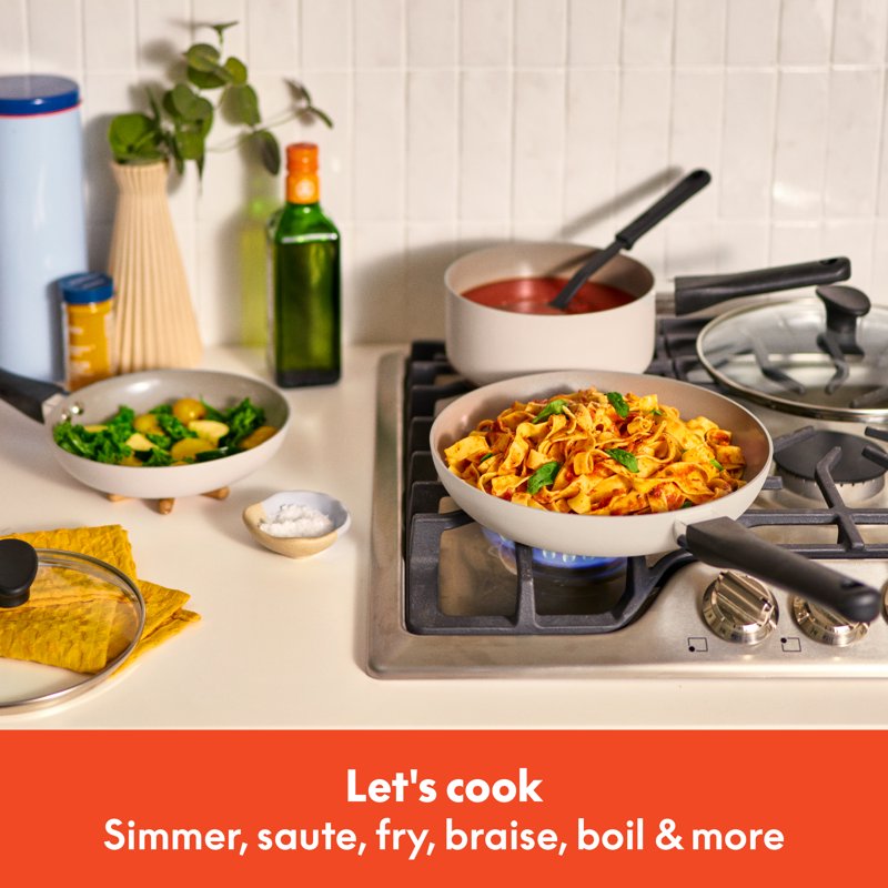 12-Piece Ceramic Nonstick Cookware Set - Oatmilk