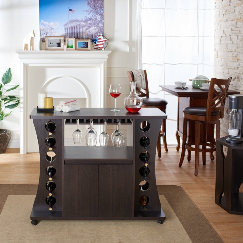 Modern Multi-Storage Buffet with Wine Rack - Espresso