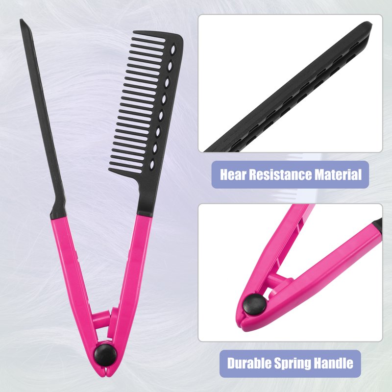 Hair Straightening Comb - Heat Resistant Styling Tool, Red