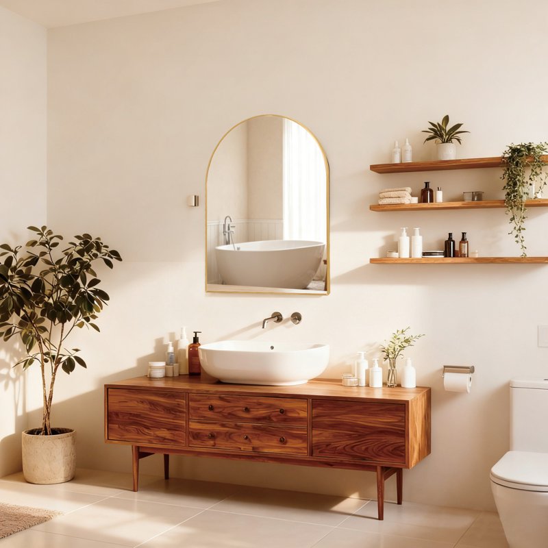 Wall Mirror 30x36 Arched Metal Vanity Mirror for Bathroom Bedroom Gold - Elegant Modern Design