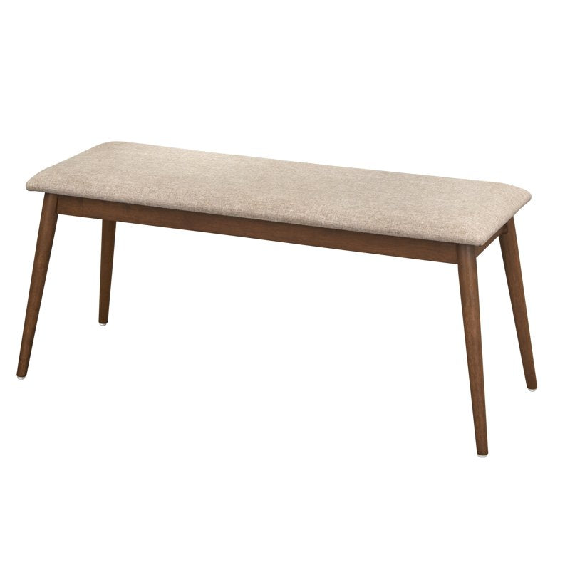 Mid-Century Upholstered Dining Bench - Walnut & Mocha