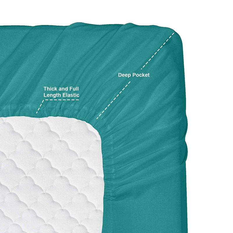 Twin Bed Sheet Set with Extra Pillowcases - 1800 Collection Teal
