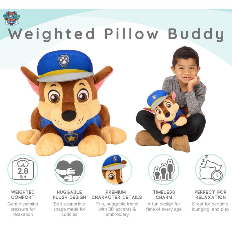 PAW Patrol Chase Kids Weighted Pillow Buddy - 2.8 lb Plush Character Toy