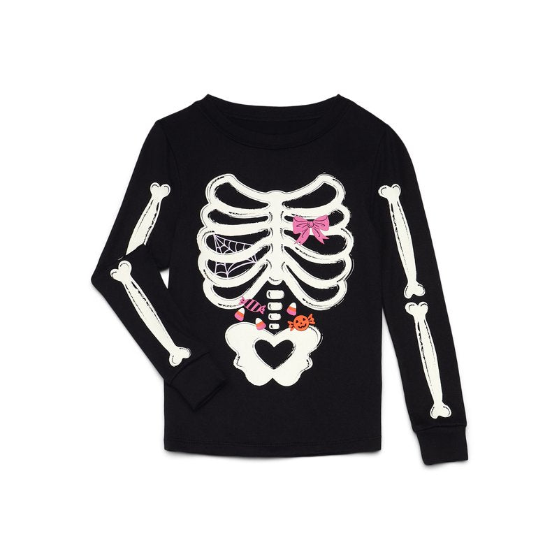 Halloween Girls' Tight Fit Long Sleeve Top & Pants Pajama Set - Black Soot 7