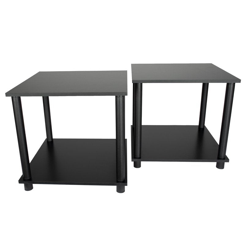 End Tables Set of 2 - No Tools Assembly, Solid Black