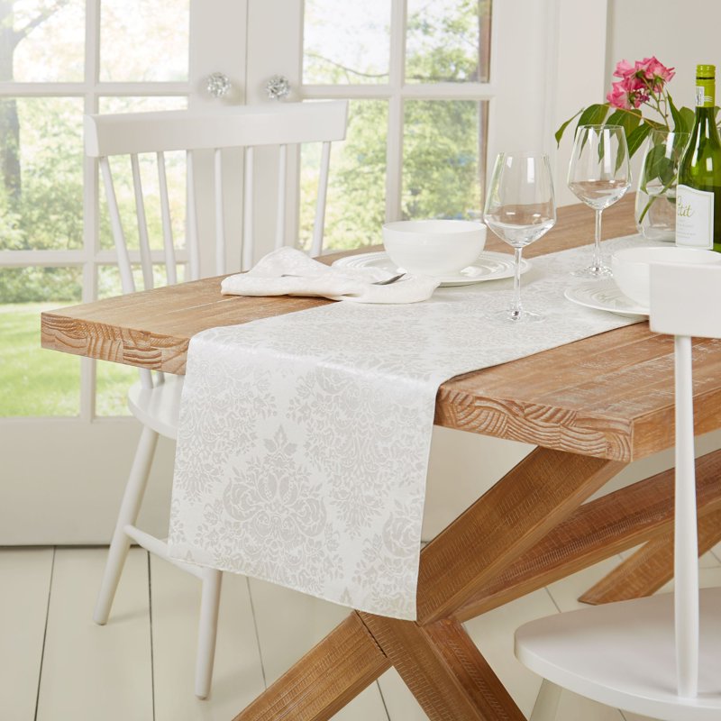 Lexington Table Runner 15"x90" - Stain Resistant Cotton/Polyester, White