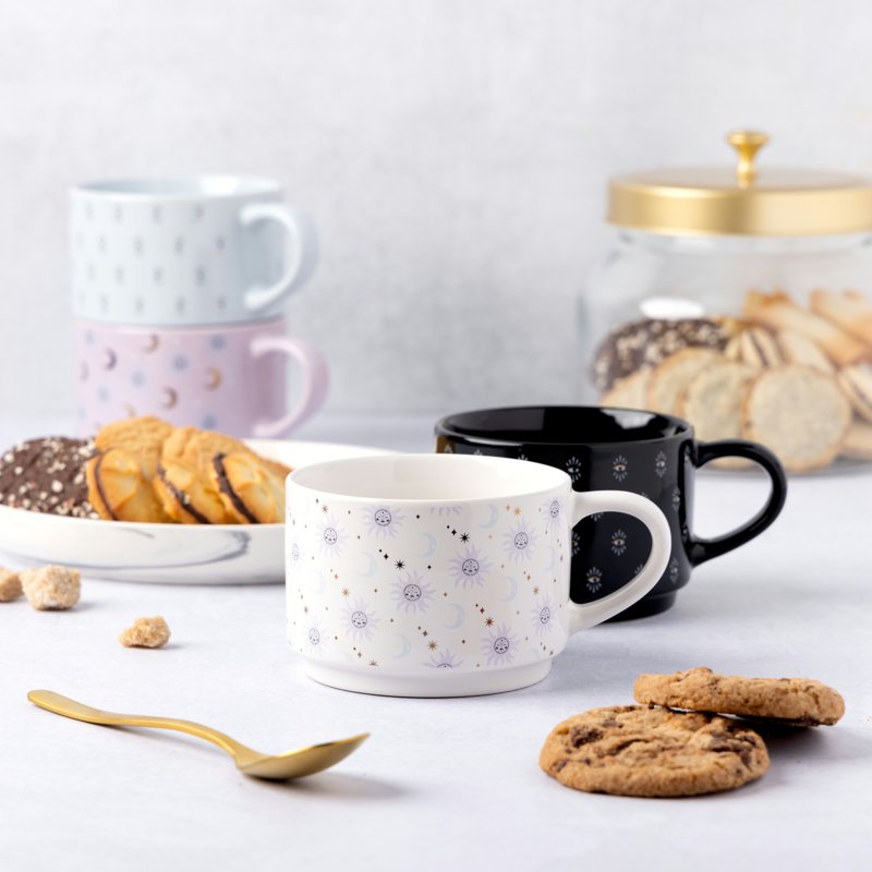 Stackable Celestial Mugs Set - 4 Assorted Colors, 11.1 fl oz