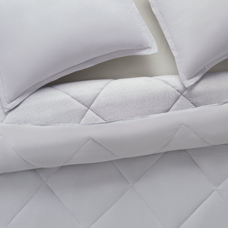 King Cooling Bed Set with Reversible Comforter & Solid Sheets - Grey