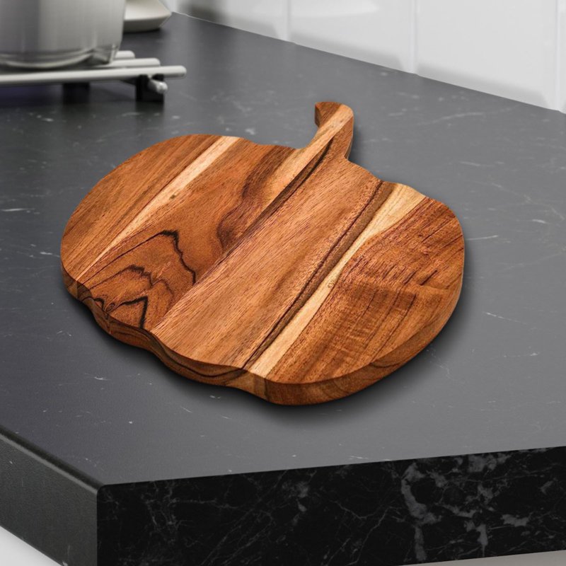 Pumpkin Shaped Wooden Serving Platter - Fall Cheese & Snack Board - Variation A