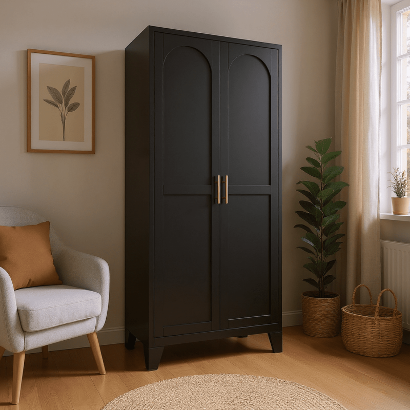 70.8" Black Tall Kitchen Storage Cabinet with 4 Adjustable Shelves