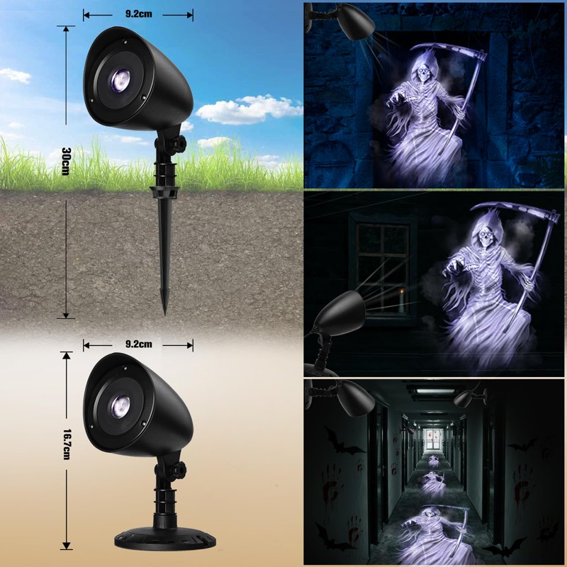 Outdoor Halloween Projector Lights - White Reaper 3D Dynamic Design with Timer