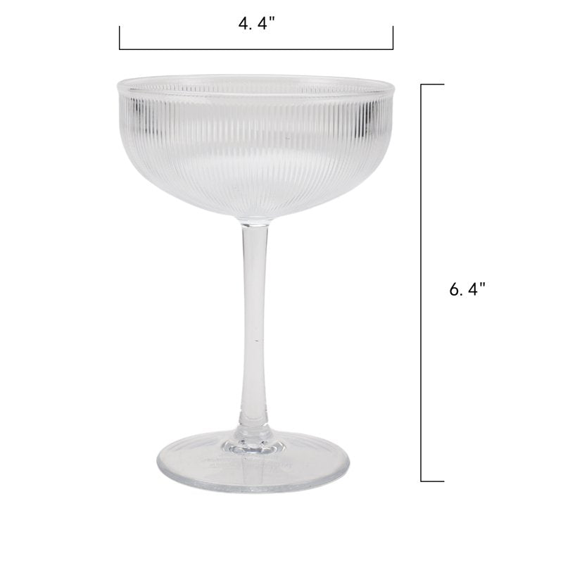 11-Ounce Clear Ribbed Tritan Coupe Glass - Elegant Drinkware