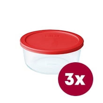2-Cup Round Glass Food Storage Containers - Set of 3