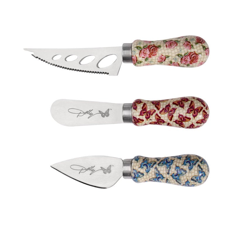 3-Piece Assorted Cheese Knife Set with Colorful Handles