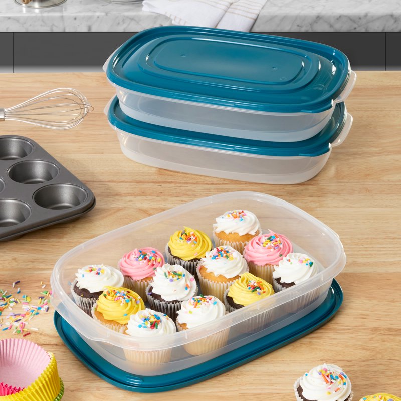 1 Gallon Rectangular Food Storage Containers - 3 Pack