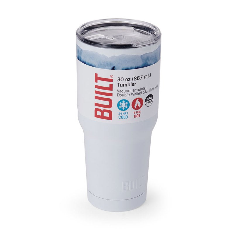 30 oz Double-Wall Stainless Steel Tumbler - Water Color White