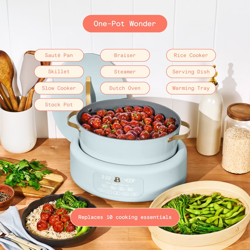 8 Qt Multi-Cooker with Bamboo Steamer Insert - Hydrangea