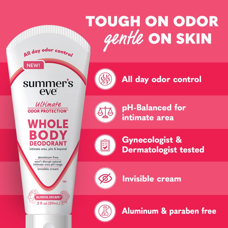 Whole Body Deodorant for Women - pH Balanced Aluminum-Free Cream, 3 Fl Oz