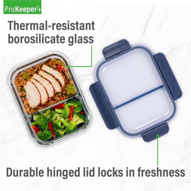 6-Pack Borosilicate Glass Lunch & Salad Storage Containers