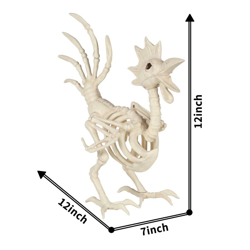 12-Inch Skeleton Rooster Halloween Decoration for Indoor Outdoor Spooky Farmyard Decor