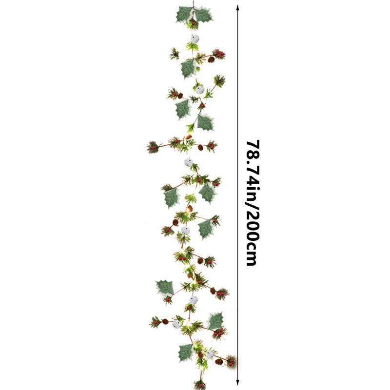 Green Outdoor Christmas String Lights with Artificial Pine Garland - 78.7in