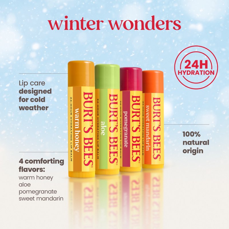 Hydrating Lip Balm Set - 4-Pack Natural Moisturizing Lip Care for Winter