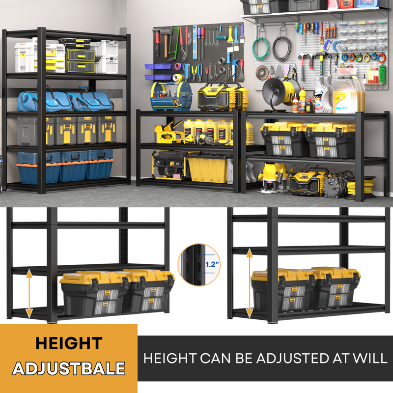 Heavy Duty Metal Storage Shelves 36W x 16D x 72H - 2 Pack, Adjustable Garage Shelving Units