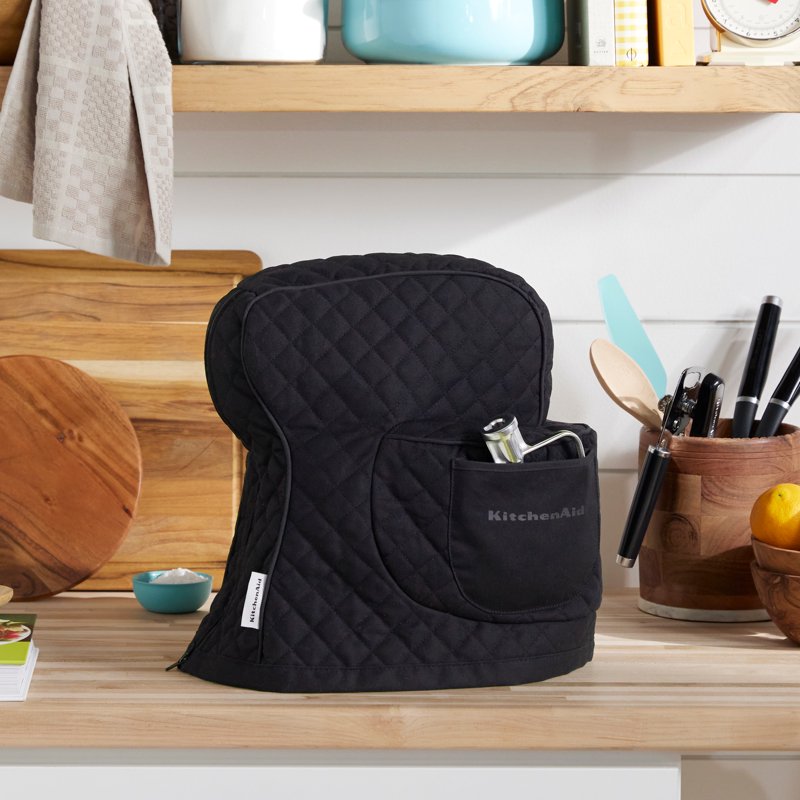Fitted Tilt-Head Stand Mixer Cover - Matte Black, Quilted Cotton