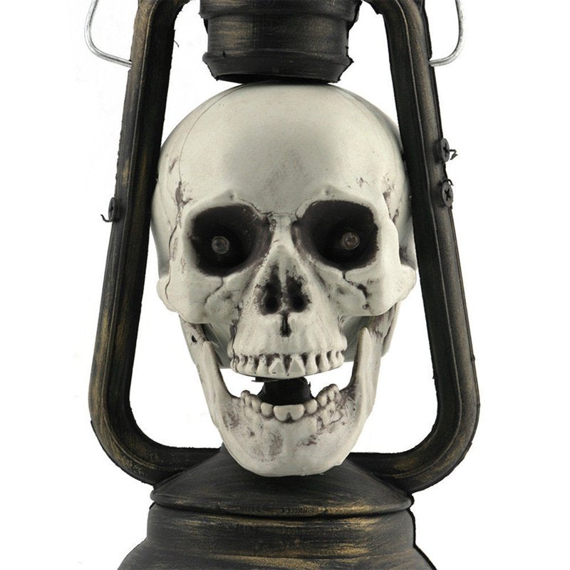 Halloween Skull Lantern with LED Lights Red Eyes Spooky Decor