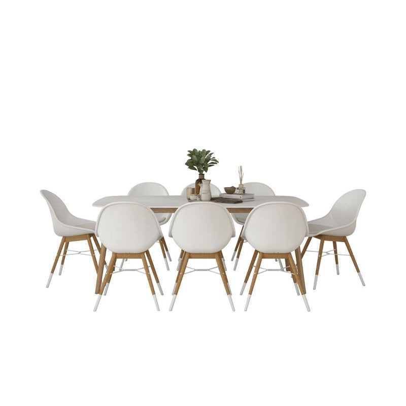 9-Piece Indoor Dining Table Set with Eucalyptus Chairs