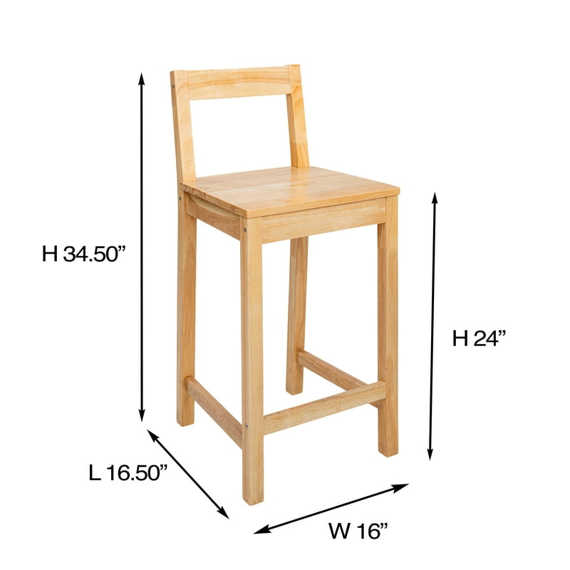Counter Height Wood Bar Stools Set of 2 - Pine Finish