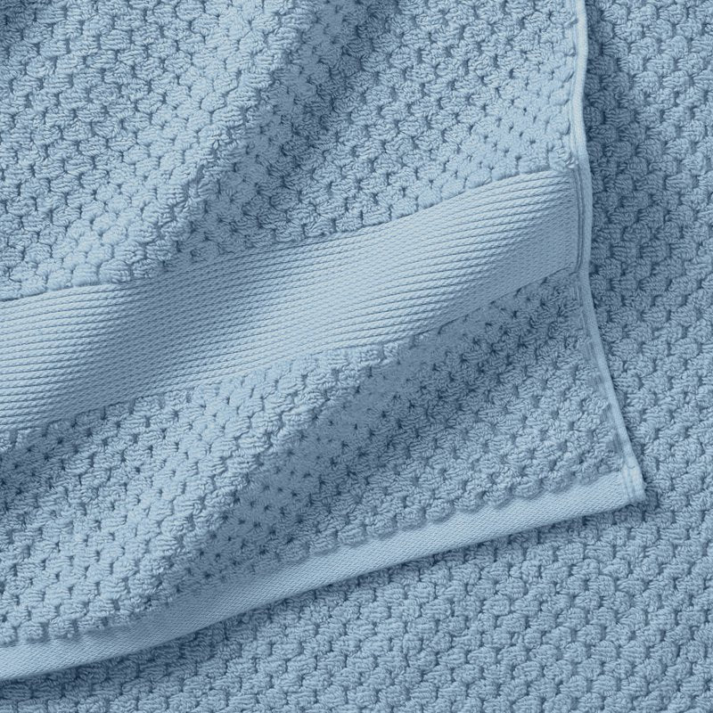 Blue Silver Cotton Popcorn Textured Bath Sheet - Soft & Absorbent, 34x64 Inches