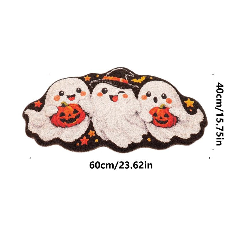 Halloween Door Mat Ghost and Pumpkin Trio Welcome Indoor Rug - 23.62x15.75in - Variation of 57_Ghost Pumpkin Bath Mat BE